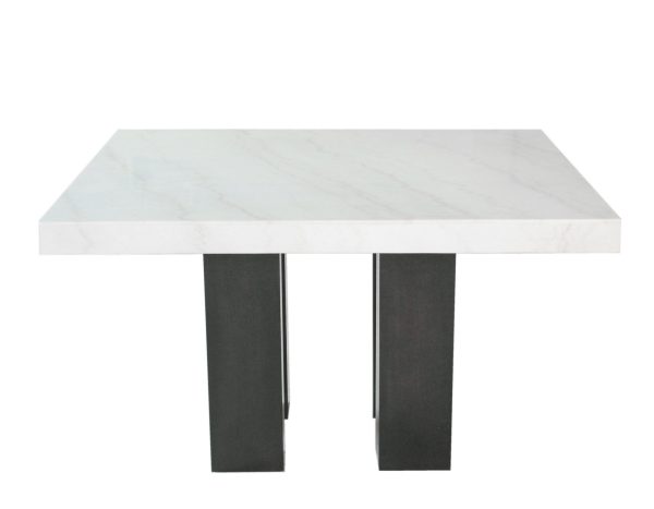 Camila 54 inch Square White Marble Top Dining Table For Sale