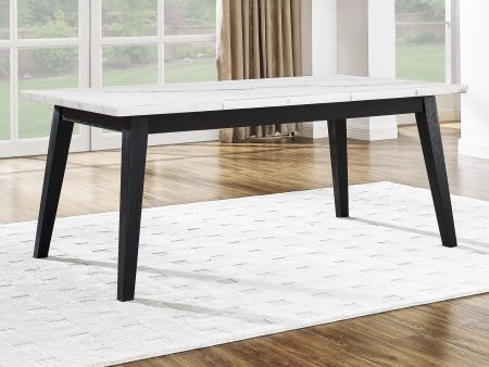 Vida 72″ White Marble Top Dining Table, Black Finish For Cheap