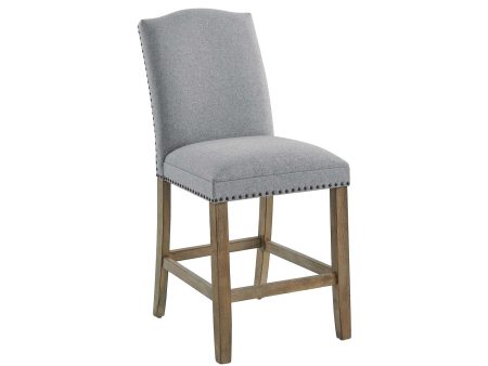 Grayson 24″ Counter Stool, Upholstered with Nailhead, Gray on Sale