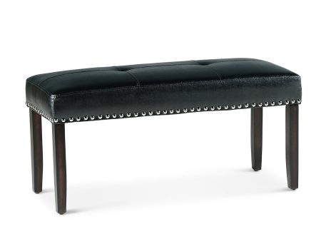 Westby Black PU Dining Bench w Nailhead For Cheap