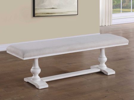 Warren 60″ Upholstered Bench, White For Discount