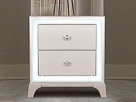 Cassie Illuminating Glam Nightstand, Shimmering Pearl Finish Cheap