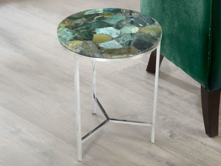 Foster Green Jasper Top Chairside Table For Cheap