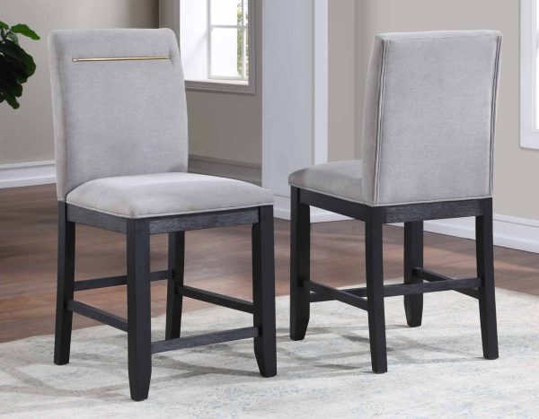 Yves 24″ Counter Stool, Grey Upholstered, Set of 2 Supply