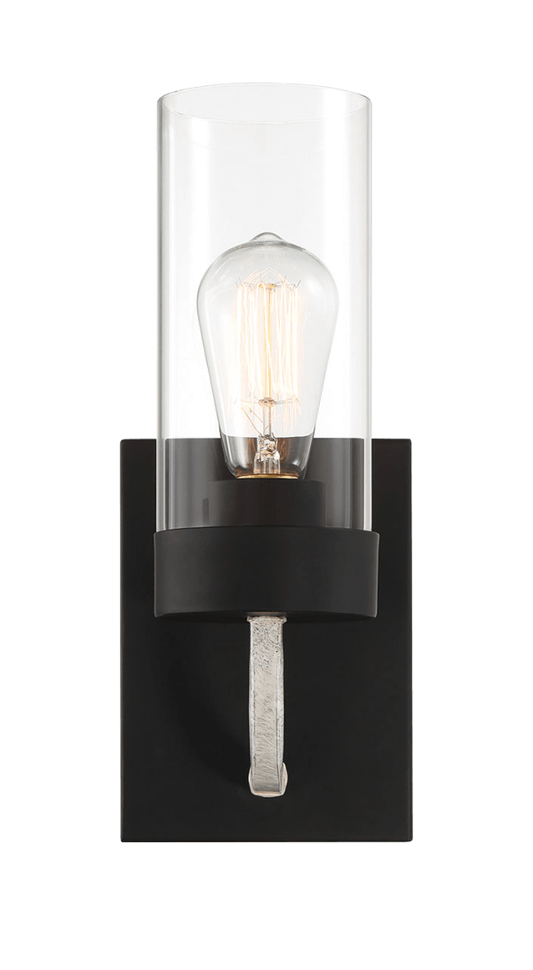 Zephyr Single Light Sconce With Clear Glass Metal Black Finish Sale