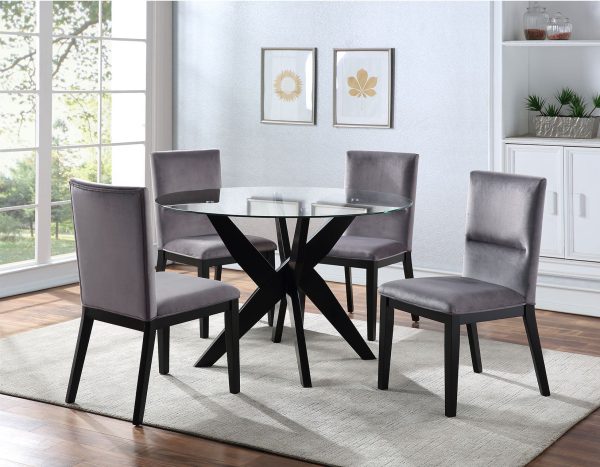 Amalie Side Chair, Grey Velvet, Set of 2 on Sale