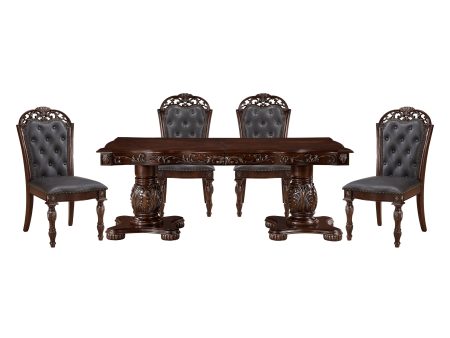 Adelina Cherry 5-Piece Dining Room Set (Table and 4 Chairs) Online