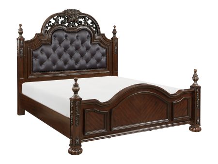 Adelina Cherry Eastern King Bed For Cheap