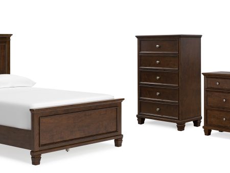 Danabrin Full Panel Bed with Mirrored Dresser and Chest in Brown For Discount