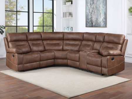 Rudger 3-Piece Manual Reclining Sectional, Chestnut on Sale