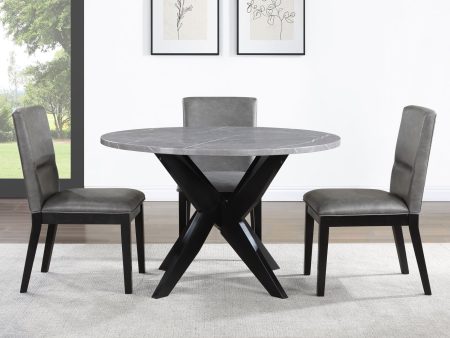 Amy 5-Piece Faux-Marble 48-inch Round Dining Set Online Hot Sale