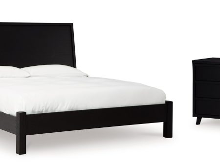 Danziar Queen Panel Bed with Mirrored Dresser and Nightstand in Black Online now