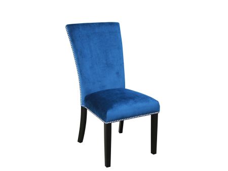 Camila Blue Velvet Side Chair, Set of 2 Cheap