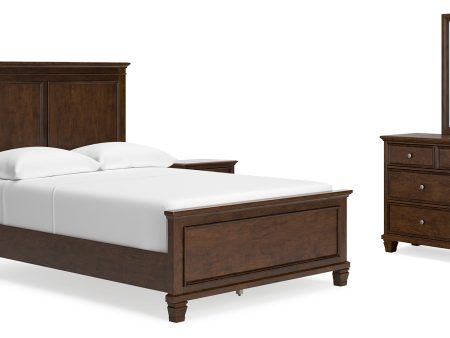 Danabrin Full Panel Bed with Mirrored Dresser and 2 Nightstands in Brown Fashion