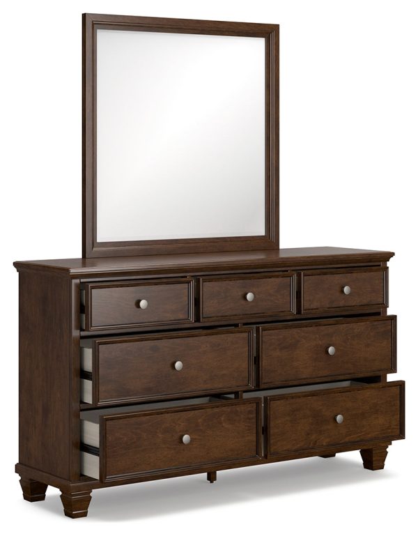 Danabrin Twin Panel Bed with Mirrored Dresser and Chest in Brown on Sale