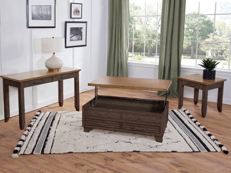 Bear Creek 3-Piece Lift-Top Cocktail Set, Brown(Lift-Top Cocktail & 2 End Tables) on Sale