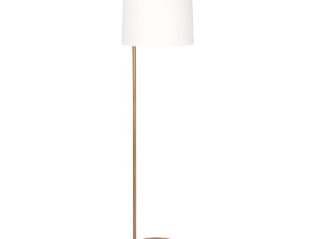 Zenith Offset Brass Base Floor Lamp with Drum-shaped Linen Shade Discount