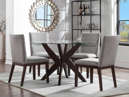 Amalie 5-Piece 48-inch Round Camel Dining Set(Table & 4 Side Chairs) For Cheap