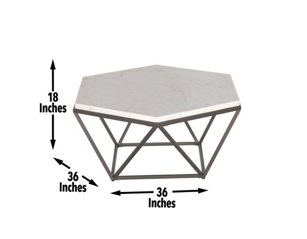 Corvus White Marble Top HexagonCocktail Table For Discount