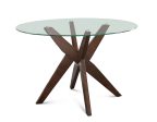 Amalie 48 inch Round Glass Top Table, Walnut color Discount