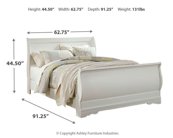 Anarasia Queen Sleigh Bed with Mirrored Dresser and Nightstand in White Sale