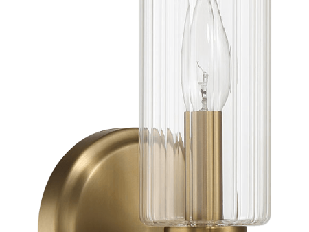 Jardin Single Light Wall Sconce With Clear Ribbed Glass - Satin Brass For Cheap