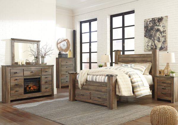 Trinell Queen Poster Bed with Dresser in Brown on Sale