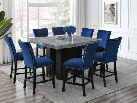 Camila Gray Marble 7-Piece Counter Dining Group(Counter Table & 6 Counter Chairs) Sale