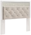 Altyra Queen Panel Headboard Bed with Mirrored Dresser, Chest and 2 Nightstands in White For Sale