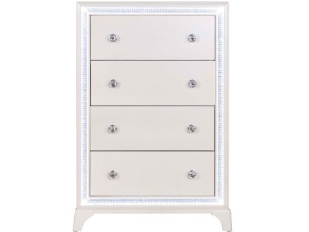 Cassie Illuminating 5-Drawer Chest, Shimmering Pearl Finish Online Sale