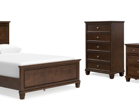 Danabrin Queen Panel Bed with Mirrored Dresser and Chest in Brown Discount