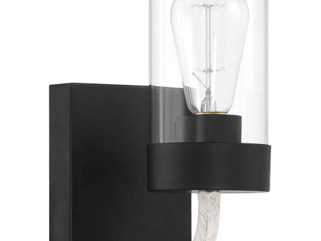 Zephyr Single Light Sconce With Clear Glass Metal Black Finish Sale