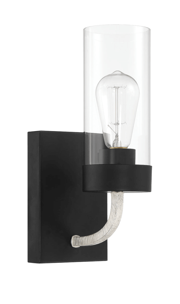 Zephyr Single Light Sconce With Clear Glass Metal Black Finish Sale