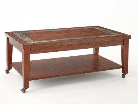 Davenport Slate Cocktail Table w Locking Casters Sale