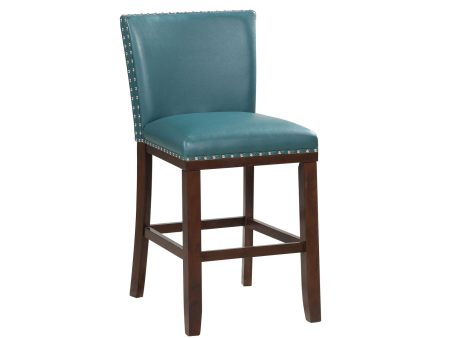 Tiffany 24″ Counter Stool, Peacock Leatherette, Set of 2 Online now