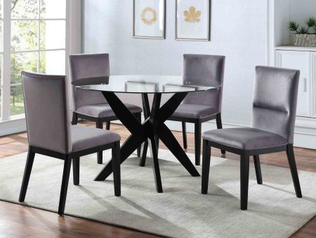 Amalie Grey 5-Piece Dining Set(Table & 4 Chairs) Supply