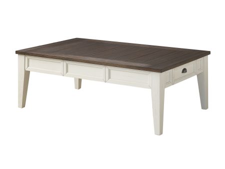 Cayla Cocktail Table, Dark Oak White on Sale