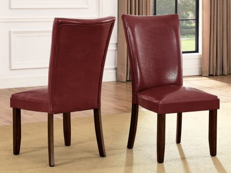 Hartford Vegan Leather Side Chair, Red, Set of 2 For Discount