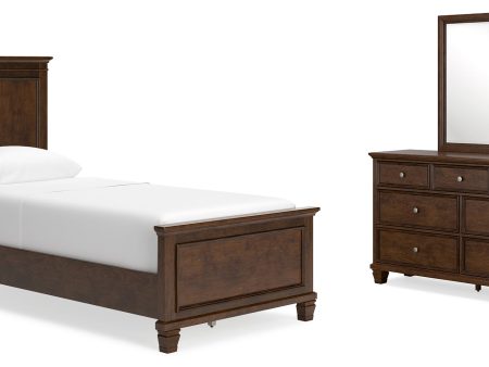 Danabrin Twin Panel Bed with Mirrored Dresser in Brown on Sale