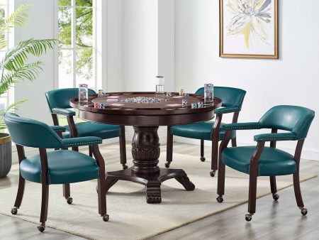 Tournament Game Table and Chairs,  6 Piece, Teal(Table & 4 Captains Chairs) Online Hot Sale