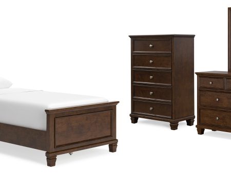 Danabrin Twin Panel Bed with Mirrored Dresser and Chest in Brown on Sale