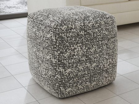 Nahara Boucle Black Woven Square Pouf For Cheap