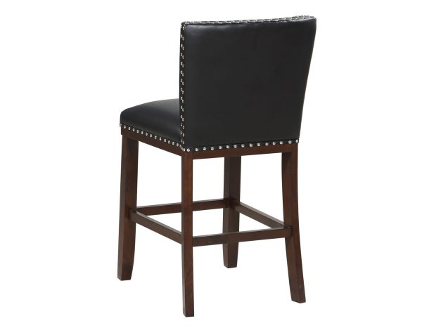 Tiffany 24″ Counter Stool, Black Vegan Leather, Set of 2 on Sale