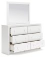 Mollviney Full Panel Storage Bed with Mirrored Dresser and Chest in White For Cheap