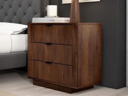 Lola Walnut Nightstand 3-Drawer Sale