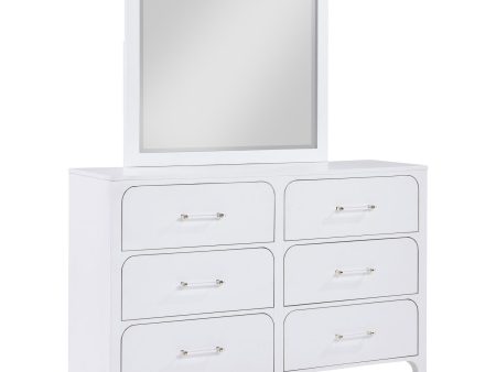 Anastasia Pearl White 6-Drawer Bedroom Dresser with Mirror For Discount