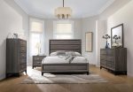 Watson Gray Oak Black 4-Piece California King Panel Bedroom Set Cheap