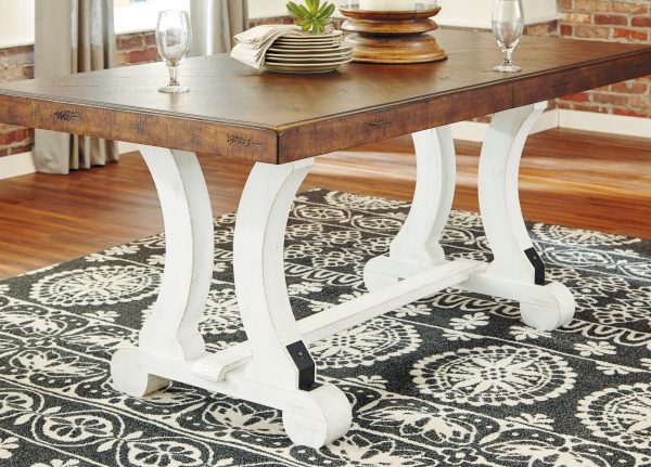 Valebeck Dining Table and 8 Chairs in White Brown For Cheap