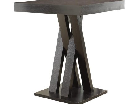 Freda Cappuccino Double X-Shaped Base Square Bar Table on Sale