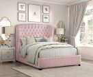 Cameo Pink Full Upholstered Wingback Bed Hot on Sale